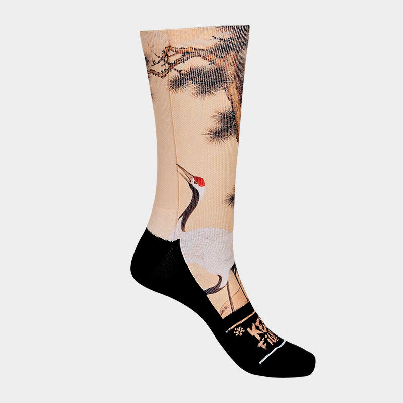 Calcetines unisex con diseño de Buddha Stones, grulla blanca, pinos y montañas, para hombre y mujer - image 8