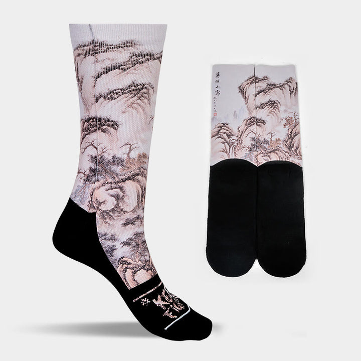 Calcetines unisex con diseño de Buddha Stones, grulla blanca, pinos y montañas, para hombre y mujer - image 19