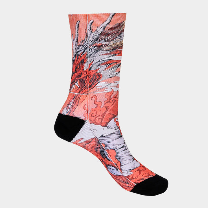 Calcetines unisex con diseño de Buddha Stones, dragón rojo, volcán, sol, árbol, montañas, micro tripulación, para hombre y mujer - image 7