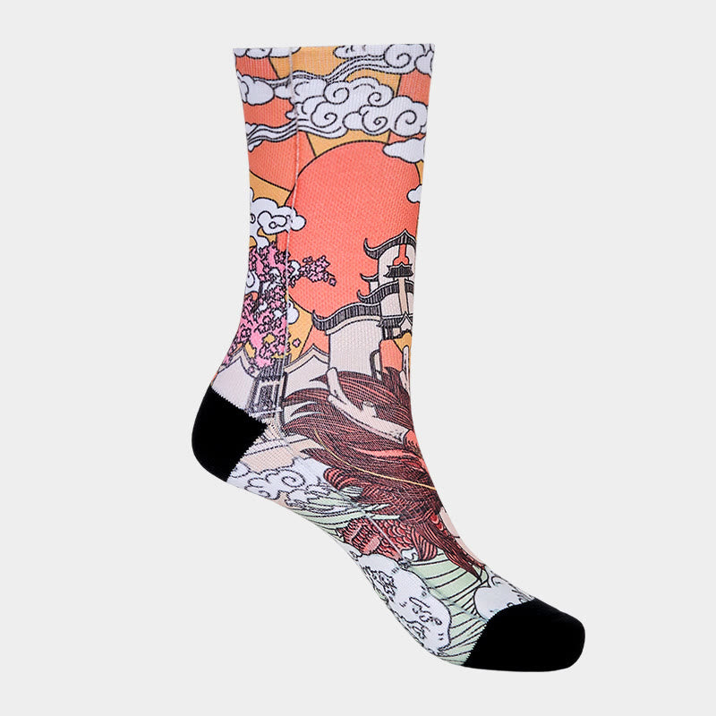 Calcetines unisex con diseño de Buddha Stones , dragón, sol y ondas, para hombre y mujer - image 7
