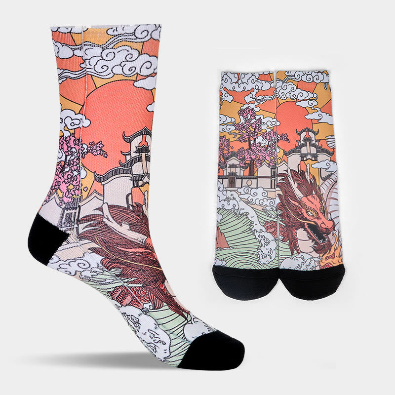 Calcetines unisex con diseño de Buddha Stones , dragón, sol y ondas, para hombre y mujer - image 8