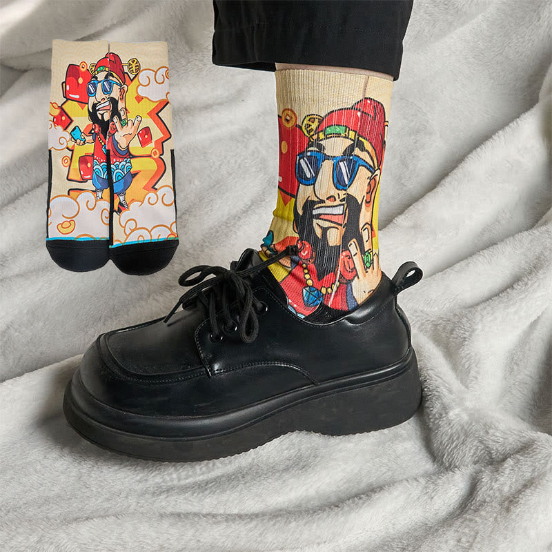 Calcetines unisex con diseño de Buddha Stones, Dios de la Riqueza, sobres rojos, micro lingotes, para hombre y mujer - PapayaWhip - ML (US. 7,5-12, EU 40-45, UK/AU 7-11,5, AISA 25,5-28,5 cm) - image 0