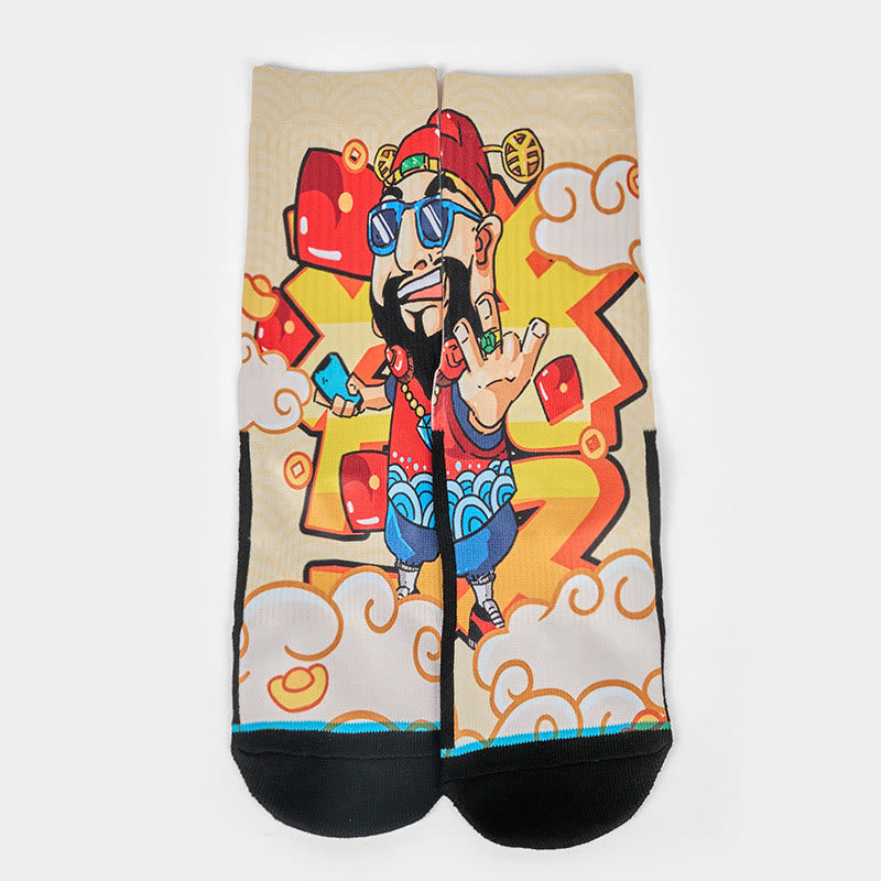 Calcetines unisex con diseño de Buddha Stones, Dios de la Riqueza, sobres rojos, micro lingotes, para hombre y mujer - image 1