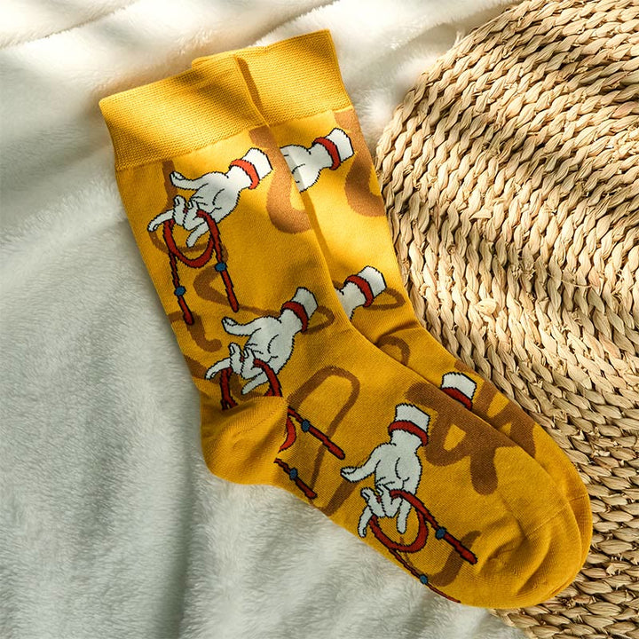 Calcetines informales con Buddha Stones y mano sagrada de Buda sosteniendo una cuerda roja para mujer - image 1