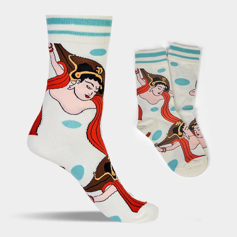 Calcetines informales con diseño Feitian de Dunhuang Buddha Stones para mujer - image 1