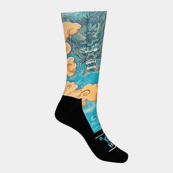 Calcetines informales con diseño de dragón y nubes auspiciosas de Buddha Stones para hombre - image 7