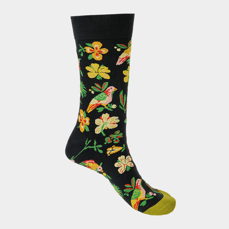Calcetines unisex de algodón con diseño de pájaros y flores en Buddha Stones para hombre y mujer - image 5