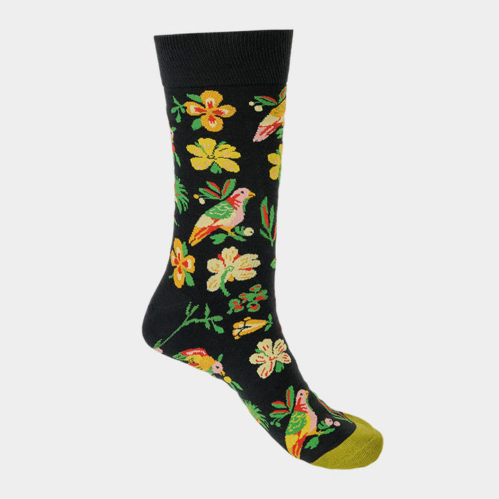 Calcetines unisex de algodón con diseño de pájaros y flores en Buddha Stones para hombre y mujer - image 5