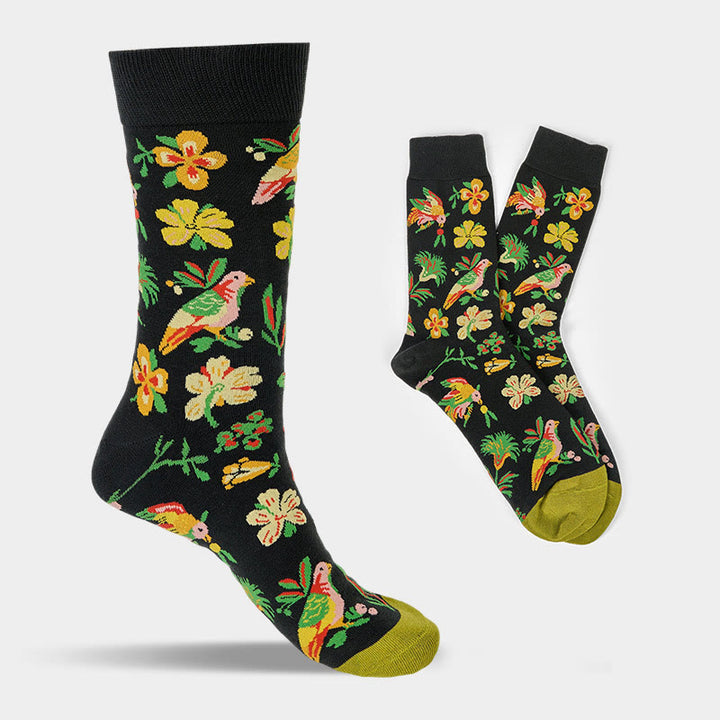 Calcetines unisex de algodón con diseño de pájaros y flores en Buddha Stones para hombre y mujer - image 8