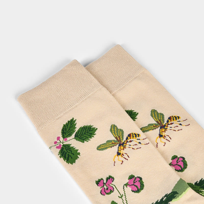 Calcetines unisex de algodón con diseño de hojas, ranas, abejas y Buddha Stones para hombre y mujer - image 8