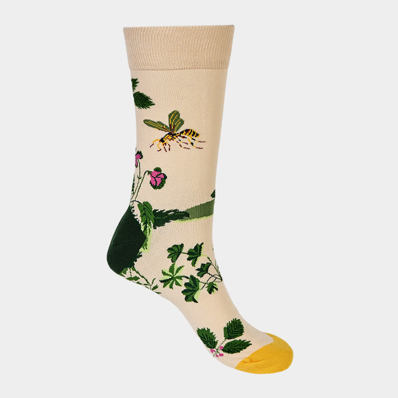 Calcetines unisex de algodón con diseño de hojas, ranas, abejas y Buddha Stones para hombre y mujer - image 4