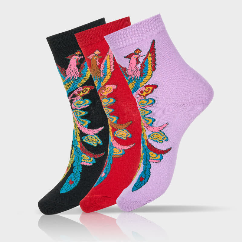 3 pares de calcetines casuales multicolores Phoenix Quarter para mujer de Buddha Stones - 3 pares (1 par de cada color) - SM (US. 5,5-8,5, EU 36-40, UK/AU 3,5-6,5, AISA 23-25 ​​cm) - image 0