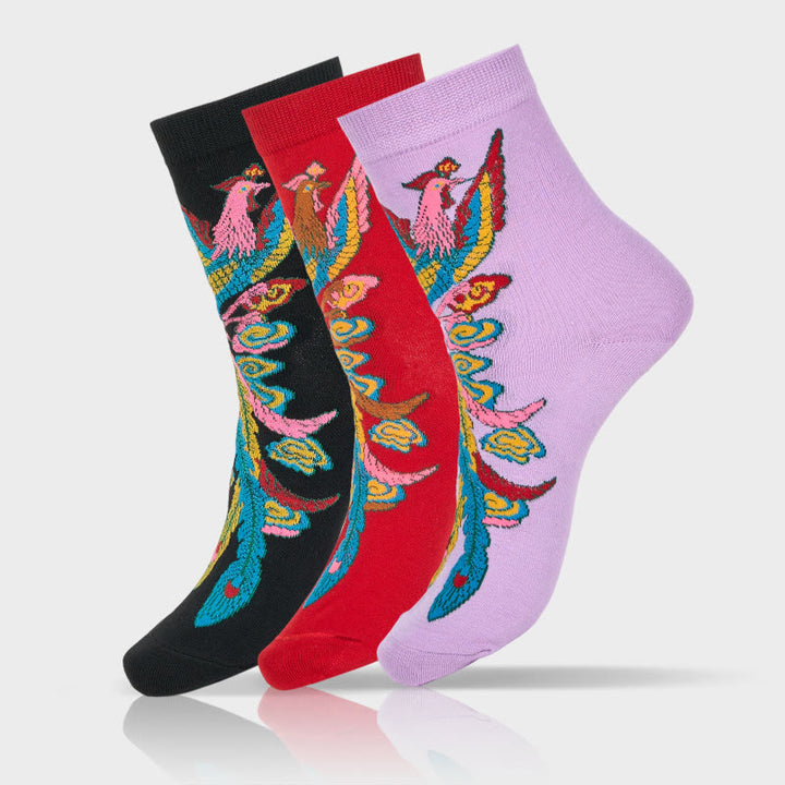 3 pares de calcetines casuales multicolores Phoenix Quarter para mujer de Buddha Stones - 3 pares (1 par de cada color) - SM (US. 5,5-8,5, EU 36-40, UK/AU 3,5-6,5, AISA 23-25 ​​cm) - image 0