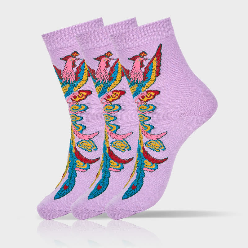3 pares de calcetines casuales multicolores Phoenix Quarter para mujer de Buddha Stones - 3 pares de morados - SM (US. 5,5-8,5, EU 36-40, UK/AU 3,5-6,5, AISA 23-25 ​​cm) - image 14