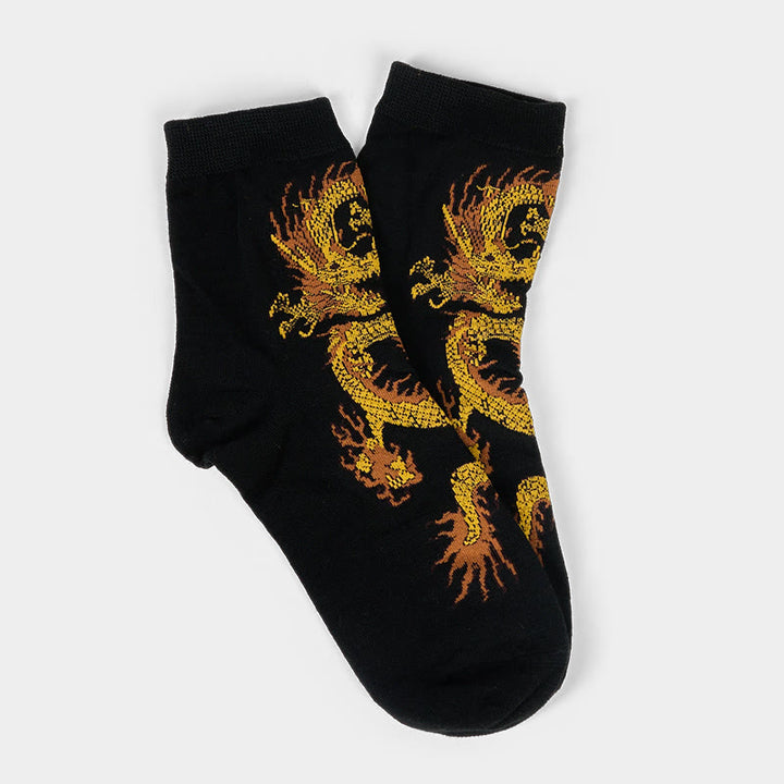 5 pares de calcetines casuales con diseño de dragón dorado para mujer de Buddha Stones - image 8