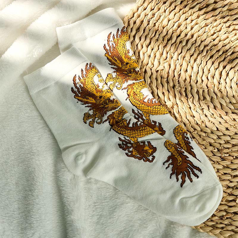 5 pares de calcetines casuales con diseño de dragón dorado para mujer de Buddha Stones - image 18