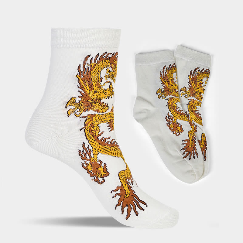 5 pares de calcetines casuales con diseño de dragón dorado para mujer de Buddha Stones - image 17