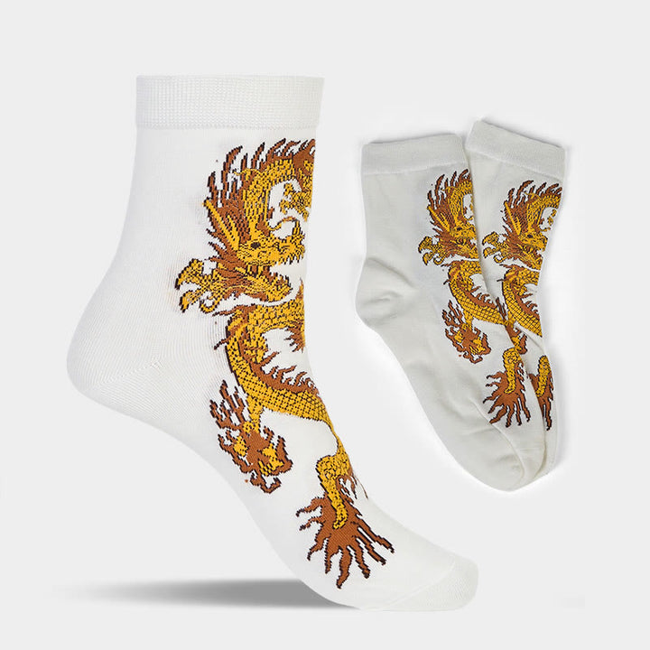 5 pares de calcetines casuales con diseño de dragón dorado para mujer de Buddha Stones - image 17