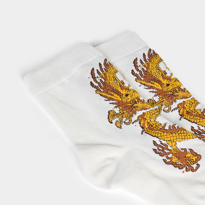 5 pares de calcetines casuales con diseño de dragón dorado para mujer de Buddha Stones - image 19