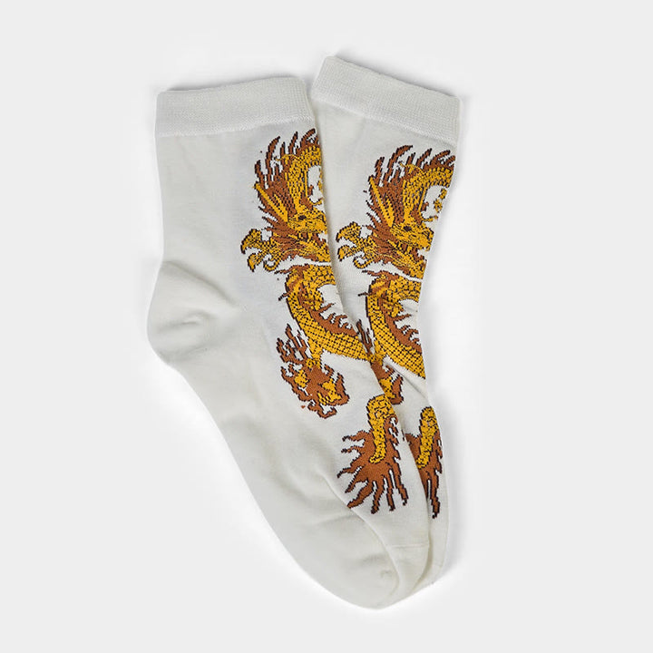 5 pares de calcetines casuales con diseño de dragón dorado para mujer de Buddha Stones - image 20