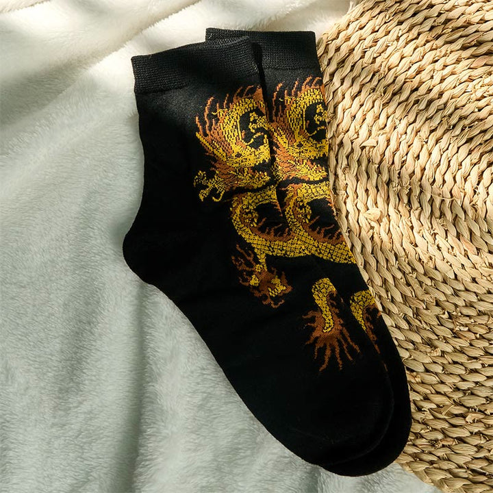 5 pares de calcetines casuales con diseño de dragón dorado para mujer de Buddha Stones - image 3