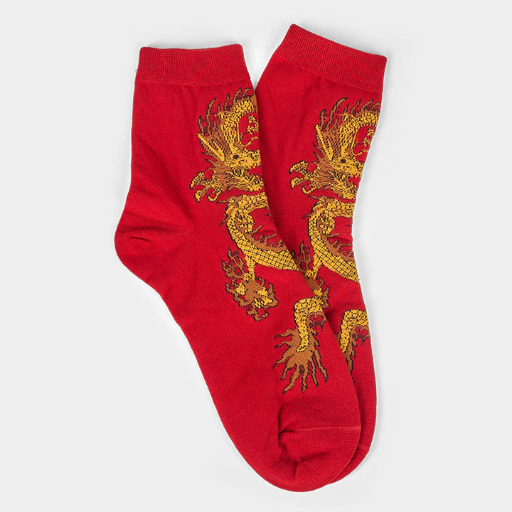 5 pares de calcetines casuales con diseño de dragón dorado para mujer de Buddha Stones - image 34
