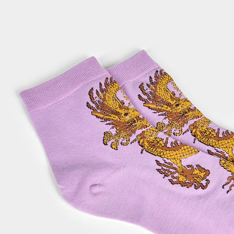 5 pares de calcetines casuales con diseño de dragón dorado para mujer de Buddha Stones - image 13