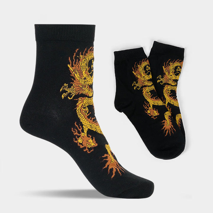 5 pares de calcetines casuales con diseño de dragón dorado para mujer de Buddha Stones - image 2