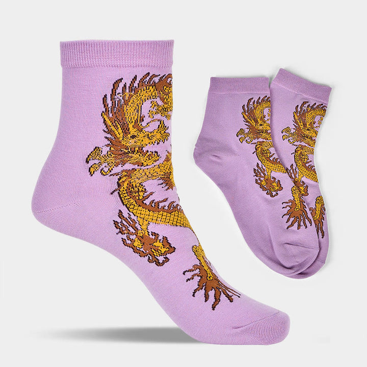 5 pares de calcetines casuales con diseño de dragón dorado para mujer de Buddha Stones - image 11
