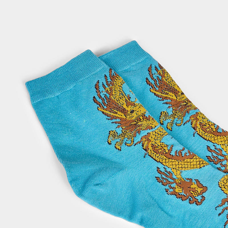 5 pares de calcetines casuales con diseño de dragón dorado para mujer de Buddha Stones - image 25