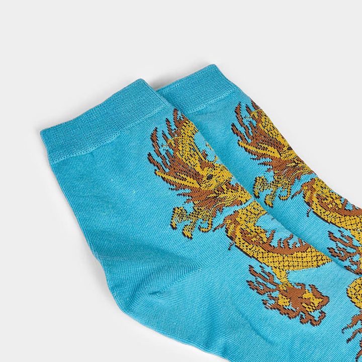 5 pares de calcetines casuales con diseño de dragón dorado para mujer de Buddha Stones - image 25