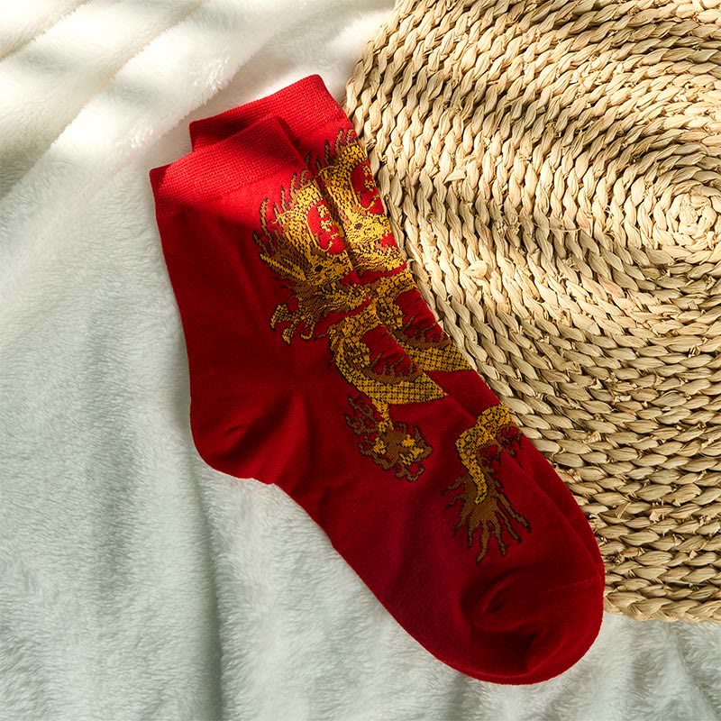 5 pares de calcetines casuales con diseño de dragón dorado para mujer de Buddha Stones - image 30