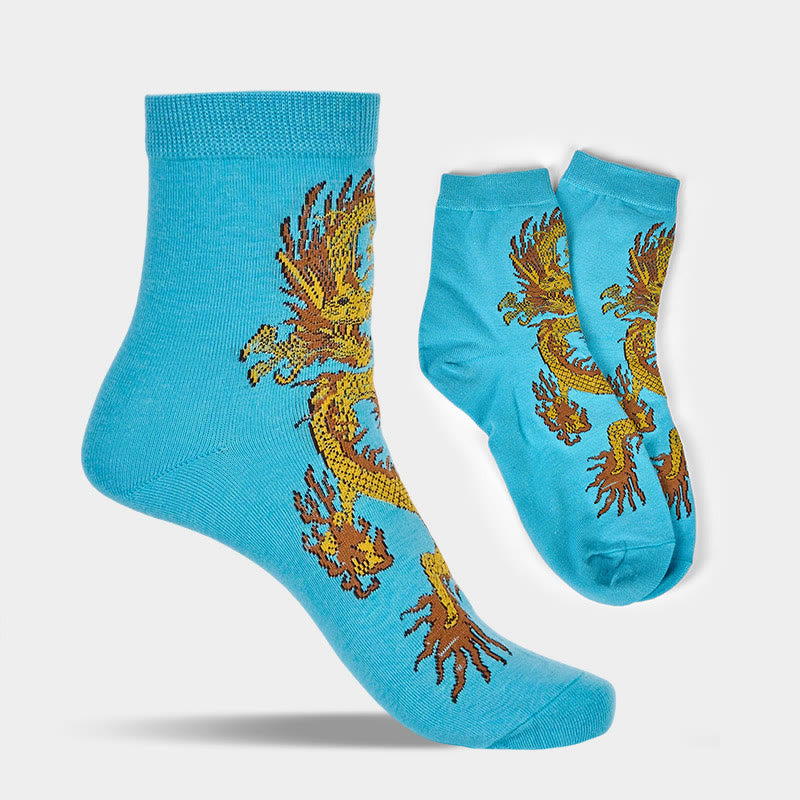 5 pares de calcetines casuales con diseño de dragón dorado para mujer de Buddha Stones - image 23