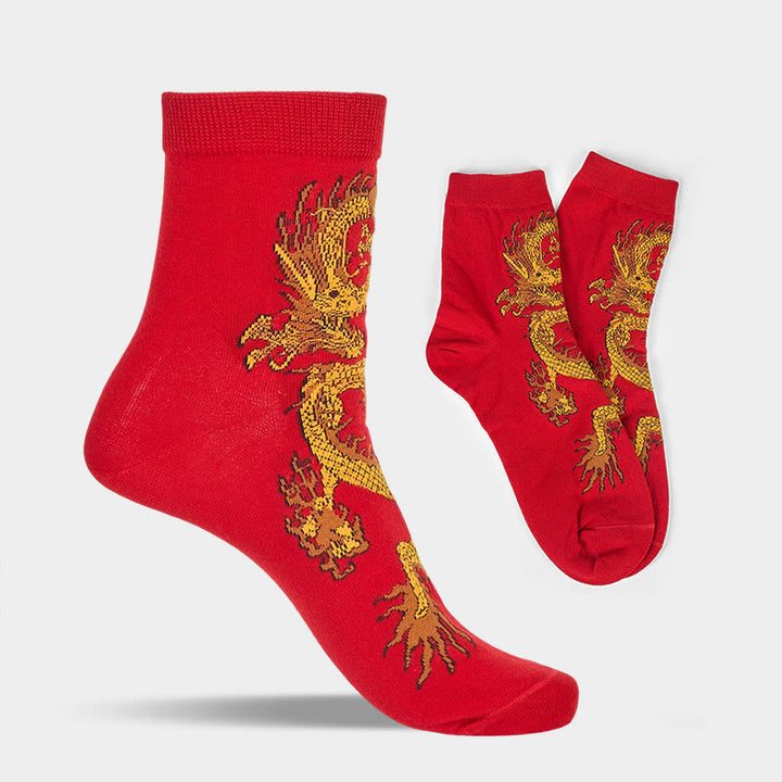 5 pares de calcetines casuales con diseño de dragón dorado para mujer de Buddha Stones - image 29