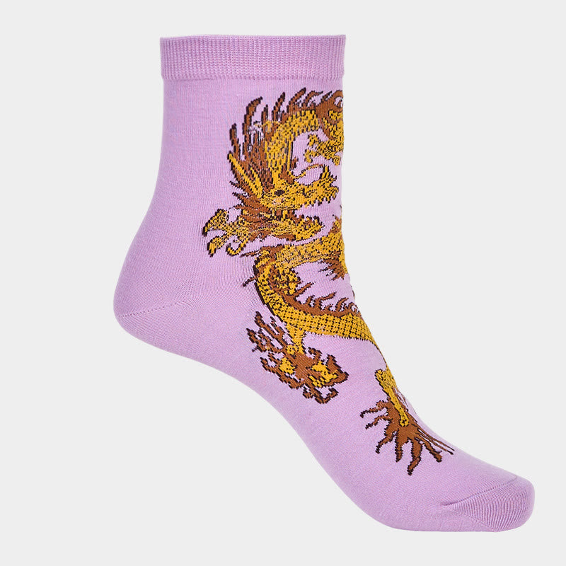 5 pares de calcetines casuales con diseño de dragón dorado para mujer de Buddha Stones - image 15