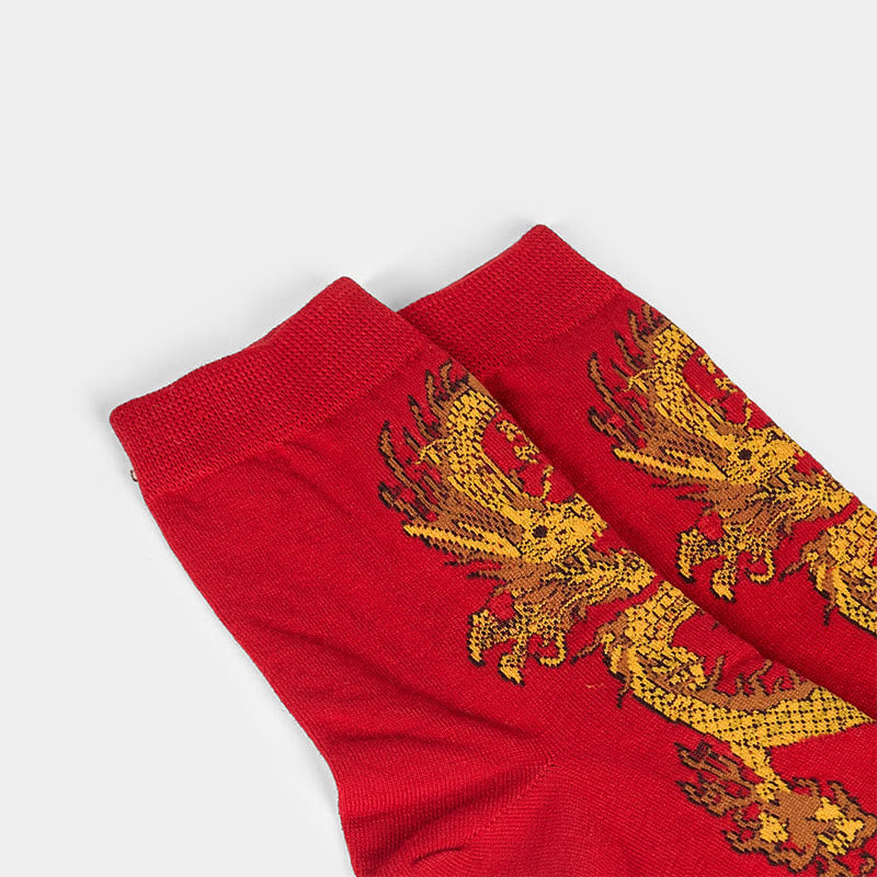 5 pares de calcetines casuales con diseño de dragón dorado para mujer de Buddha Stones - image 33