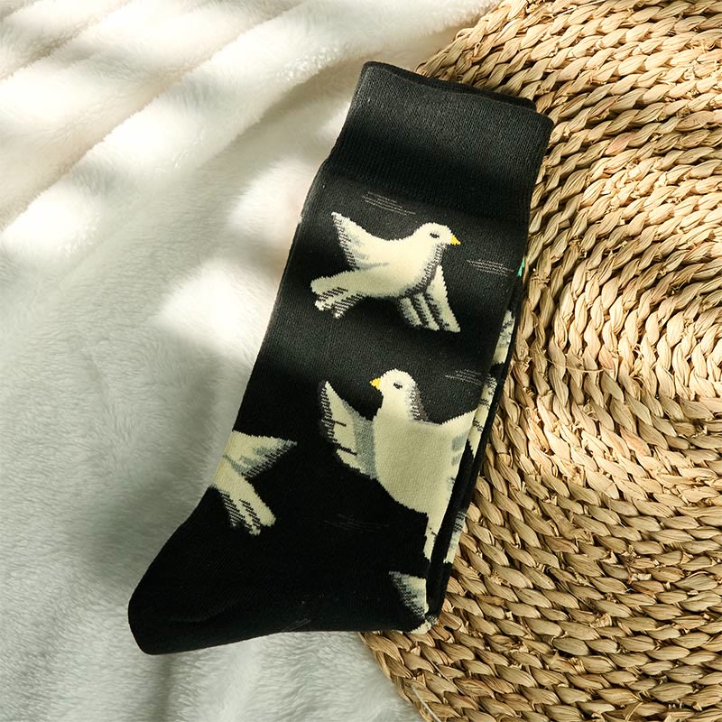 Calcetines unisex de algodón con diseño de palomas y Buddha Stones para hombre y mujer - image 1