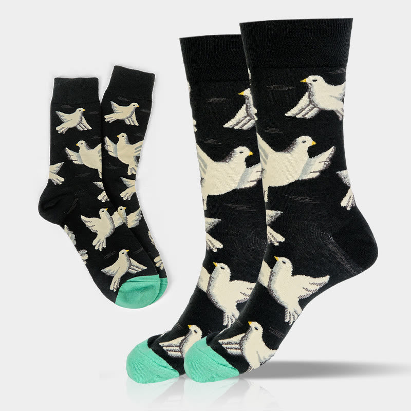 Calcetines unisex de algodón con diseño de palomas y Buddha Stones para hombre y mujer - Palomas - Talla única (EE. UU. 8-12,5, UE 41-46, UK/ AU 7,5-12, Asia 25,5-31 cm) - image 0