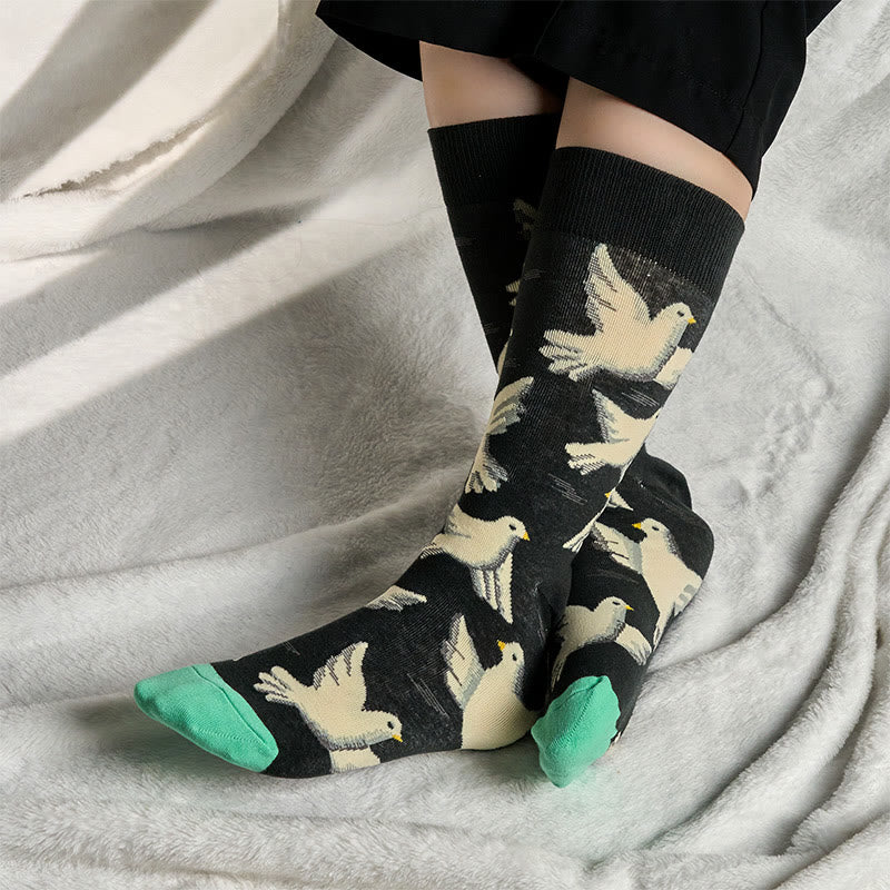 Calcetines unisex de algodón con diseño de palomas y Buddha Stones para hombre y mujer - image 2