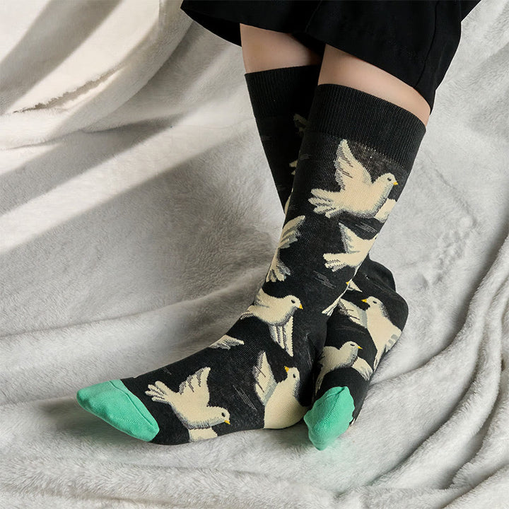 Calcetines unisex de algodón con diseño de palomas y Buddha Stones para hombre y mujer - image 2