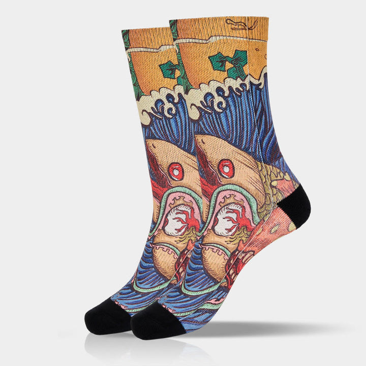 Calcetines unisex con diseño de Buddha Stones, informales, con peces vivos y ondas fluidas, para hombre y mujer - image 11