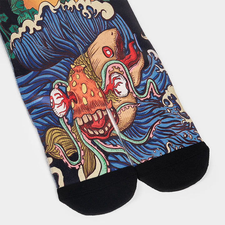 Calcetines unisex con diseño de Buddha Stones, informales, con peces vivos y ondas fluidas, para hombre y mujer - image 3