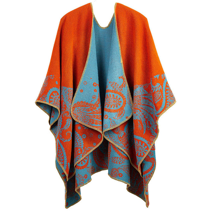 Bufanda unisex térmica y acogedora con estampado de cachemira tibetano de Buddha Stones para otoño e invierno - Naranja oscuro - image 2