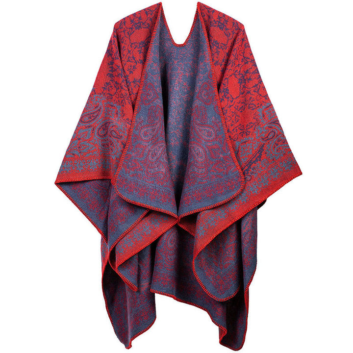 Bufanda unisex acogedora con diseño de cachemira floral y diseño de contraste de colores tibetano con Buddha Stones - NaranjaRojo - image 8