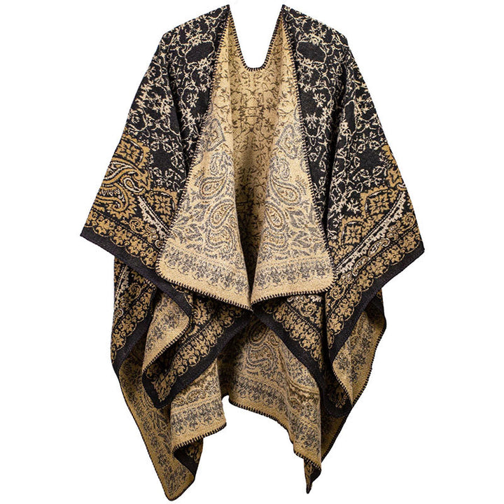 Bufanda unisex acogedora con diseño de cachemira floral y diseño de contraste de colores tibetano con Buddha Stones - Amarillo vara de oro claro - image 0