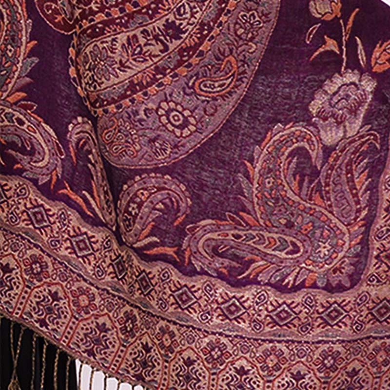 Bufanda chal acogedor con borlas y estampado floral de cachemira tibetano estilo bohemio con Buddha Stones - image 18