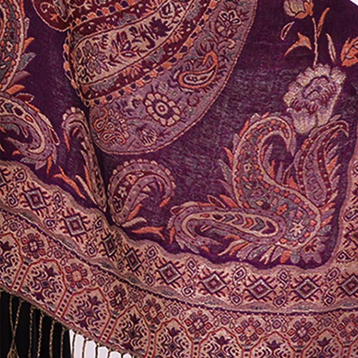 Bufanda chal acogedor con borlas y estampado floral de cachemira tibetano estilo bohemio con Buddha Stones - image 18