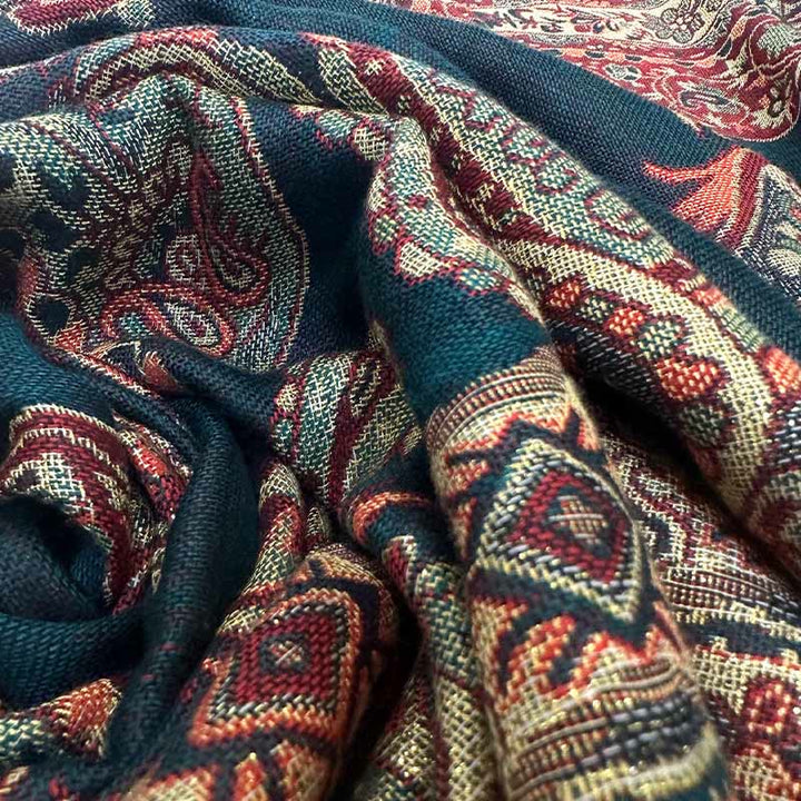 Bufanda chal acogedor con borlas y estampado floral de cachemira tibetano estilo bohemio con Buddha Stones - image 3