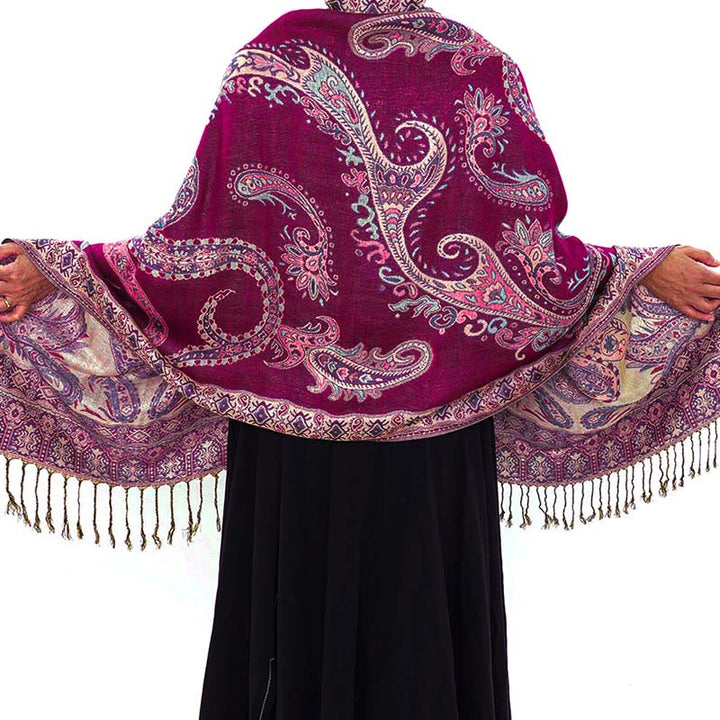 Bufanda chal acogedor con borlas y estampado floral de cachemira tibetano estilo bohemio con Buddha Stones - image 22