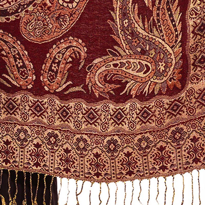 Bufanda chal acogedor con borlas y estampado floral de cachemira tibetano estilo bohemio con Buddha Stones - image 11